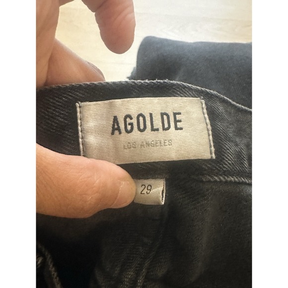 Women's Agolde Distressed Frayed Hem High Waisted 90's Jeans Black Size 29 - Picture 4 of 9